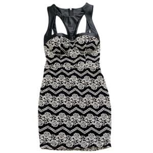 MATERIAL GIRL | Juniors’ Brooklyn Faux Leather & Lace Mini Dress